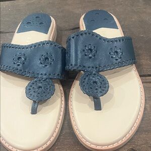 Jack Rogers Navy and Cream Sandals size 9.5